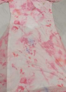 Elegant Pink Tie-Dye Maxi Dress one psc