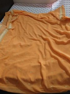 Peach Saree with Delicate Details and blouse piece
