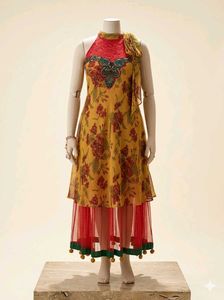Designer Floral Print Kurta with Scarf
