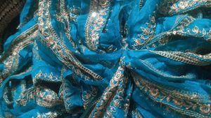 Elegant Blue Embroidered lace