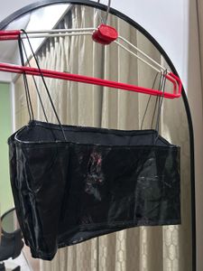 NLY ONE Thin Strap Vinyl Crop Top