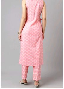 Pink Printed Kurta with Pants Set