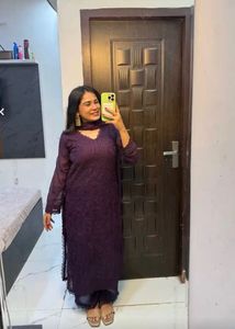 Elegant Purple Chikankari Kurta Set