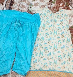 sky blue cream suit shalwar