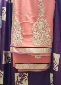 Beautiful Peach Embroidered Saree