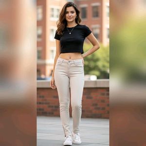 Women Off-White Zipper Detail jeans Pants
