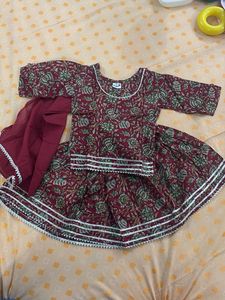Maroon Floral Lehnga with Dupatta
