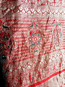 Dhola silk saree red blouse 44 inch