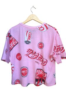 Coca-Cola Pink Graphic Crop T-Shirt – Size Large