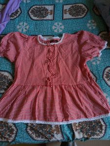 Red Gingham Peplum Kurta