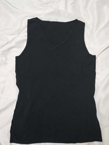 Classic Black Sleeveless V-Neck Top
