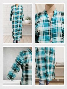 Blue Plaid Long Kurta