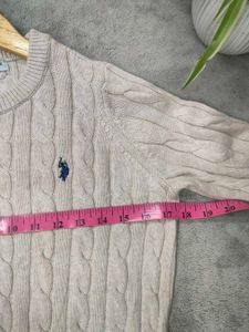 US Polo Cable Knit Crew Neck Sweater