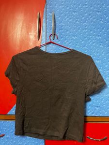 Brown Cropped Square Neck Top