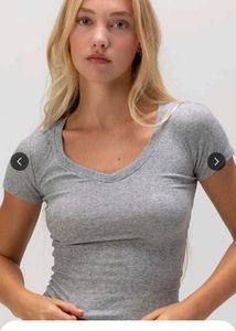 Classic Grey V-Neck Ribbed Tee