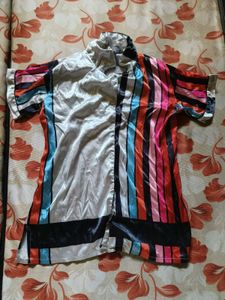 Colorful Striped Satin Shirt