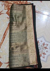 Black Colour Zardozi Work Party Wear Saree With Be