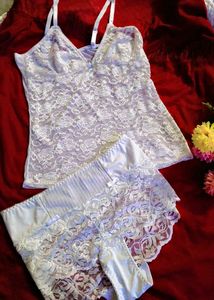 White Lace Camisole and Shorts Set