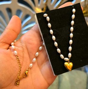pendent heart pearl necklace gold