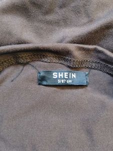 Shein Brown Ruched Mock Neck Bodysuit