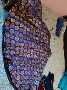 Blue Brocade Blouse with Circular Motif