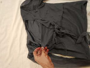Sheer Black Tie-Up Blouse