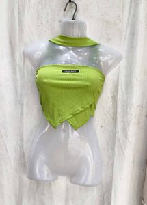 I. Lime Green Asymmetrical Crop Top