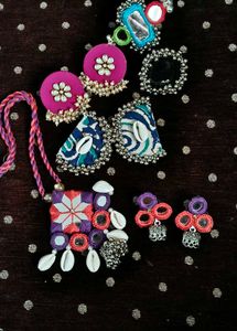 hand mand Boho Mirror & Shell Necklace Set