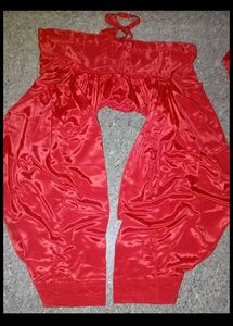Vibrant Red Silk shalwar kurti Pants