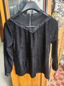 Gothic Elegant Black Velvet Top (stretchable)