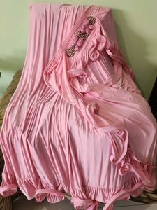 Elegant Pink Embellished One Minute Saree