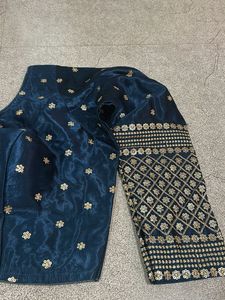 Embroidered Blue Silk Blouse