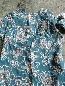 Teal Floral Kurta Set