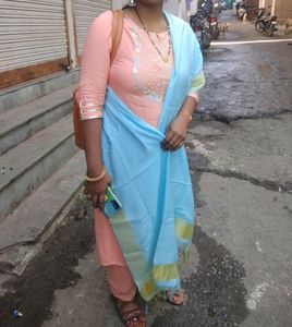 Peach Embroidered Kurta With Pant And Dupatta