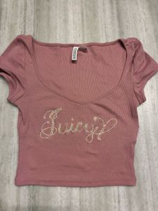 Pink H&M rhinestone Crop Top