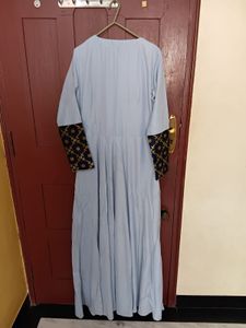 Light Blue Kurta Set with Embellished Sleeves
