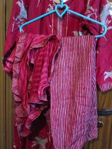 Maroon Floral Kurta Set with Dupatta