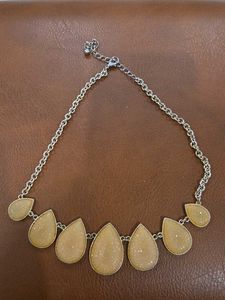 Boho Druzy Peach Teardrop Necklace