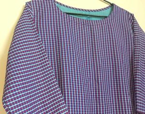 Purple Checkered Kurta With Cotton Inner Layer