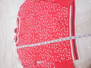 Chic Red Cardigan with Floral Print