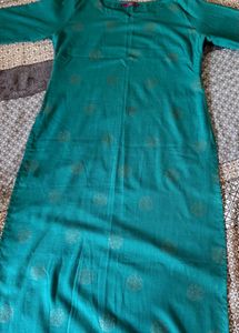 Teal Kurta with Silver Print
