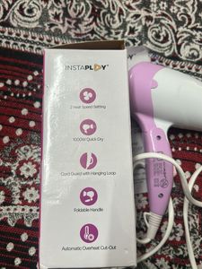 Instapldy Powerful Hair Dryer - Pink &amp; White