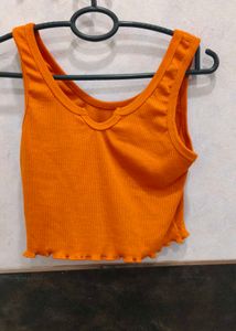 Orange Ribbed Tank Top
