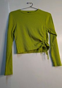 Lime Green Ribbed Crop Top