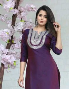 Beautiful Embroidered Purple short Kurta