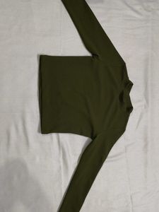 Green Mock Neck Long Sleeve Top