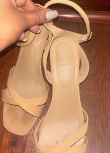 Stylish Tan Strappy Block Heels
