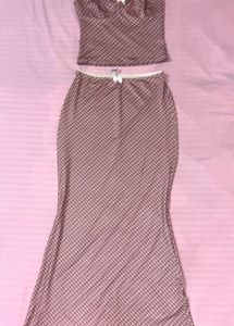 Cute Plaid Two-Piece Skirt Set