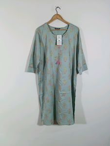 Sea Green Printed Casual Kurta (Women)