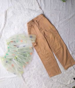 ❤️🧿Trendy Cargo Pants &amp; Sheer Top Set🧿❤️